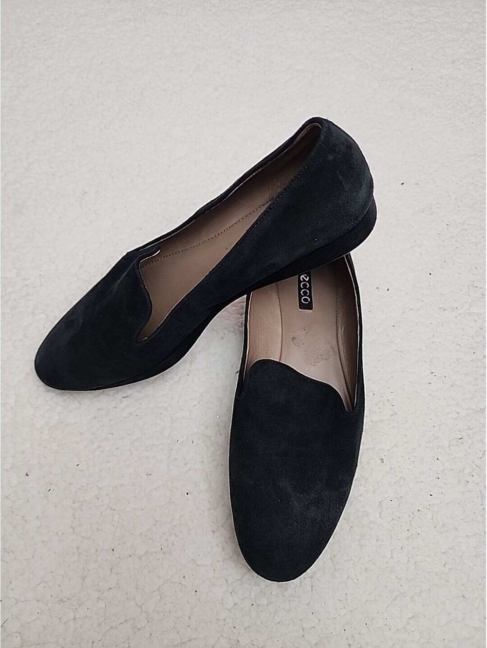 ECCO Perth Ballerina Black Calf Hair Loafers Flats Women Size 9 EU 40 US 7.5